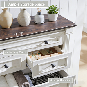 <span class=keywords><strong>Commode</strong></span> de style campagnard à 7 tiroirs, coiffeuse et <span class=keywords><strong>commode</strong></span> à cinq tiroirs avec colonnes romaines - Product Image 4