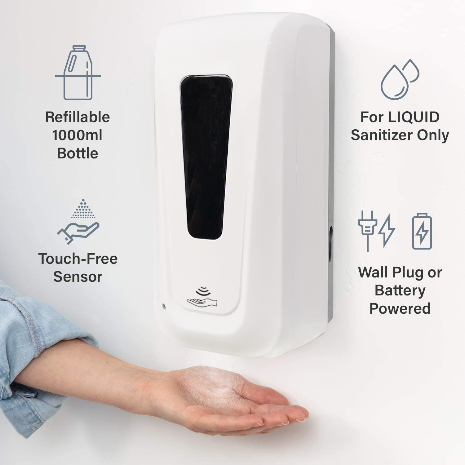 Dispenser automatico di sapone senza tocco, 500 ml, ricaricabile