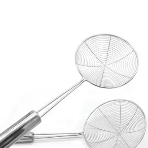 Traditional Spider Strainer Wire Skimmer Colander Ladle, Stainless steel Handle with Hanging Ring