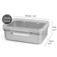 Boîte à lunch bento à 2 compartiments en acier inoxydable 304 + Tritan + silicone – Contenant portable pour préparation de repas et conservation des aliments frais