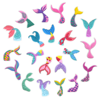 Breloques de chaussures sabot en caoutchouc PVC souple personnalisées 2026, motif queue de poisson, avec boucle à bouton, décoration appliquée, 2,5-3,5 cm, unisexe