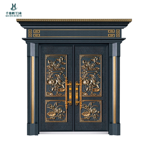 Porte d'entrée avant en aluminium moulé sur mesure avec colonne romaine Design Double porte Sculpture exquise - Product Image 1
