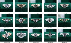 Bague <span class=keywords><strong>de</strong></span> Fiançailles Fleur <span class=keywords><strong>de</strong></span> Diamant Poivre et Sel Ovale 6x8mm en Argent Sterling 925 à Double Griffes, Bague <span class=keywords><strong>de</strong></span> <span class=keywords><strong>Promesse</strong></span> - Product Image 6