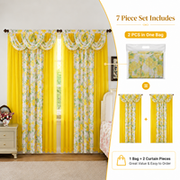 Yeni Gelen Baskılı Yarı Şeffaf Pencere Perdeleri ve Valans Seti 2'li Cortinas Panel Seti Yatak Odası Oturma Odası Toptan Satış