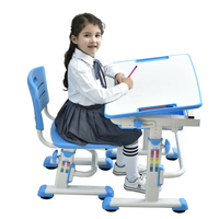 Table et chaise ergonomiques à hauteur réglable pour enfants, ensemble de bureau et de chaise avec plateau d'habillage pour enfants (rose/bleu/gris)