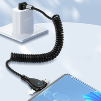 Câble USB rétractable Lulin 3-en-1 USB-C vers L/Type-C 6A, câble de charge rapide, synchronisation des données 480 Mbps, compatible CarPlay Auto, compact