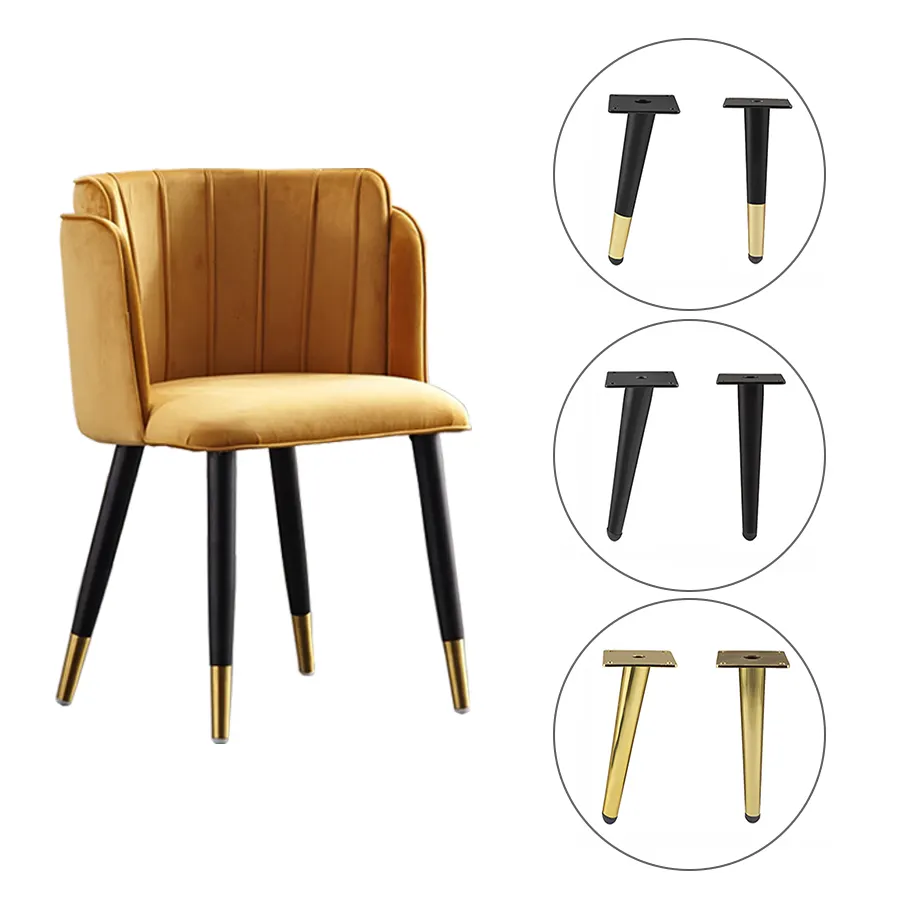 Matte Schwarze Gold Stahl Kegel Messing Bench Beine Kaffee Tisch Stuhl Sofa Metall Verjüngt Möbel Beine für Polster Stühle Goldene