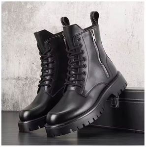 2026 Men's High Top Waterproof Genuine Leather Upper Breathable Short Chelsea Boots Thick Soled Anti Slip Fashion White - Product Image 4