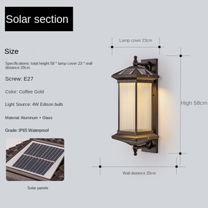 Lámpara de pared para exteriores Vintage Industrial de estilo europeo, lámpara de pared E27 resistente al agua de vidrio de aluminio negro para jardín, pasillo, puerta lateral - Product Image 4