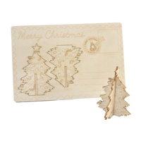 Carte postale de Noël 3D en bois Wincent, puzzle, traîneau du Père Noël, rennes, flocons de neige, kit de bricolage, décoration de Noël, cadeau