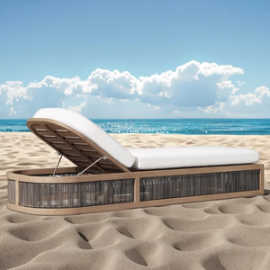 Chaises longues lourdes chaises longues en bois et parasols rotin <span class=keywords><strong>lit</strong></span> de soleil chaise longue piscine simple chaise longue gris - Product Image 6