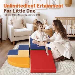 مجموعة لعب داخلية للتسلق والزحف من 6 قطع، ألعاب تسلق للأطفال الصغار من الجلد الصناعي الناعم، مكعبات تسلق إسفنجية للأطفال - Product Image 6