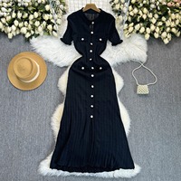 Robe longue décontractée à col rond pour femme, style Empire, avec découpes, en tricot, collection été 2026