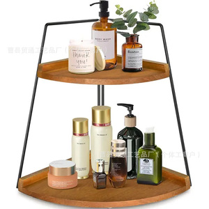 Estante de Almacenamiento para Baño de Madera y Hierro, Estante de Esquina de Doble Capa, Independiente, Duradero y Multiusos - Product Image 5