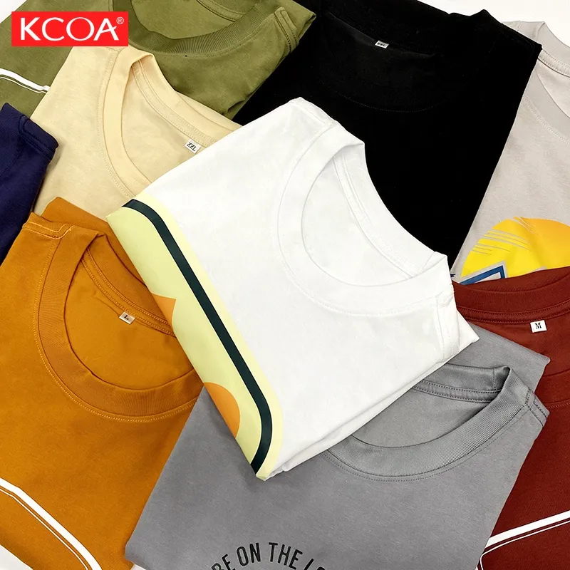 T-shirt 100% coton personnalisé en gros, t-shirt avec logo imprimé pour hommes, t-shirt surdimensionné uni et lourd