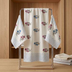 Juego de Toallas de Baño de Algodón Estampado con Diseño Floral, Suave, Absorbente y de Secado Rápido para Hogar, Hotel y Spa - Product Image 4