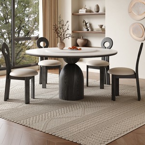 Nordic Style <b>Solid</b> <b>Wood</b> <b>Round</b> <b>Dining</b> <b>Table</b> And Chair Set 4 Piece Durable Framework Structure <b>Dining</b> Room Set - Product Image 4