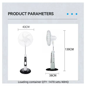Ventilateur solaire sur pied d'urgence rechargeable à 9 vitesses de vent de haute qualité de 18 pouces avec lumière LED Ventilateur sur pied rechargeable à distance - Product Image 6