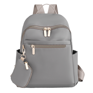 Grey Women Travel School <b>Backpack</b> With Detachable <b>Mini</b> Coin Purse Water Resistant - Product Image 1