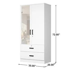 <span class=keywords><strong>Armoire</strong></span> de grande capacité avec <span class=keywords><strong>deux</strong></span> <span class=keywords><strong>portes</strong></span>, <span class=keywords><strong>deux</strong></span> tiroirs et miroirs - Product Image 5