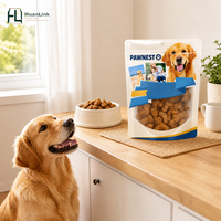 Sachets personnalisés transparents brillants à fenêtre, refermables avec fermeture éclair, pour aliments pour animaux de compagnie (chien, chat) et snacks