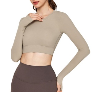 Hauts de yoga pour femmes grandes tailles, style avancé, légers, coupe ajustée, manches longues, respirants, séchage rapide, imprimés, pour l'été et le fitness - Product Image 5