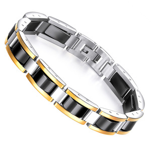 <span class=keywords><strong>Bracelet</strong></span> géométrique en acier inoxydable plaqué noir avec accents en hématite magnétique, design d'inspiration chrétienne, élégant pour un usage quotidien - Product Image 4