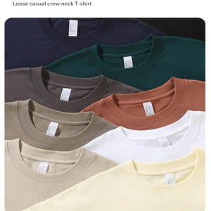 Vente en gros de <span class=keywords><strong>t</strong></span>-shirts décontractés pour hommes et femmes, de haute qualité, personnalisés, 100% coton, couleur unie, manches courtes, poids lourd - Product Image 3