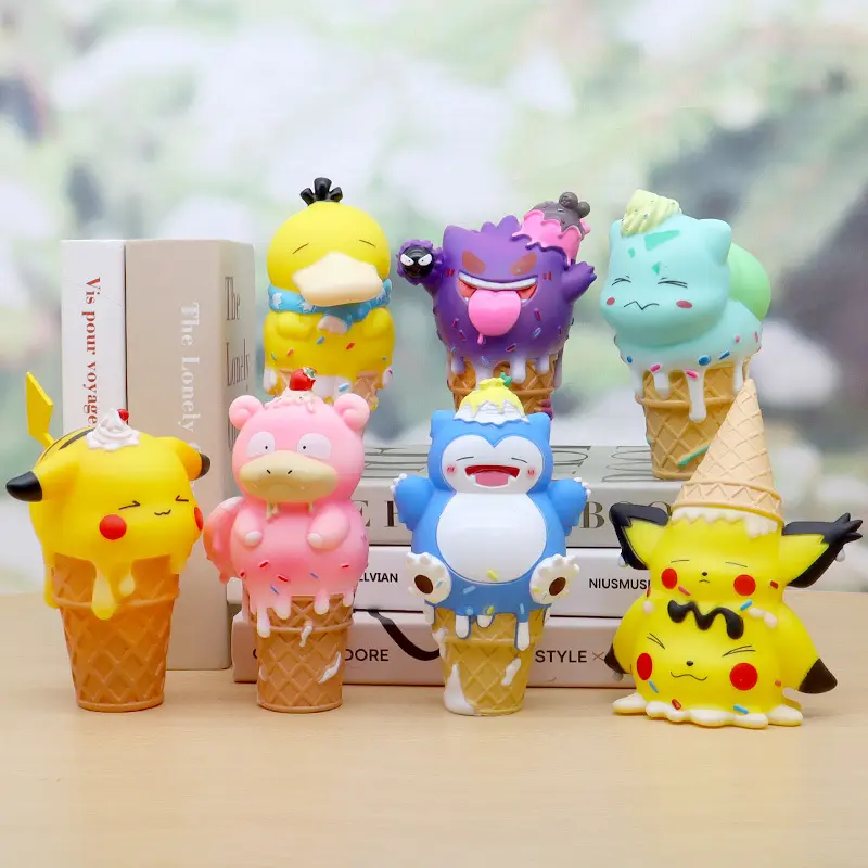 Phim Hoạt Hình Ice Cream Pika Đáng Yêu Hành Động Hình Tùy Chỉnh Mon Thực hiện Thiết Kế Bức Tượng Đồ Chơi PVC Thu Nhỏ Búp Bê Bảng Bánh Xe Ô Tô Trang Trí