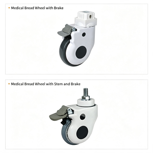 Ruedas Médicas de Acero Inoxidable, Ruedas para Hospital con Doble Freno, Ruedas Giratorias Silenciosas de PU para Carros y Camas Médicas - Product Image 2