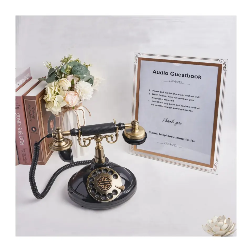 Livre d'or audio en forme de goutte Téléphone de mariage Best-seller enregistrement vintage Livre d'or de mariage Téléphone pour photomaton de fête de mariage