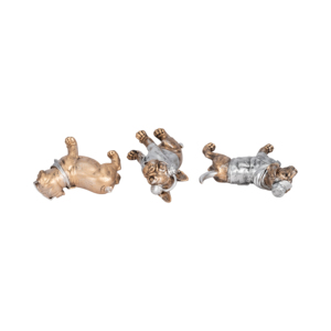 Set di 3 statue decorative in resina di cani per decorazioni per la casa, l'ufficio e il bagno, figurine scultoree con occhiali da sole, cuffie e cappello. - Product Image 6