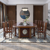 Table de salle à manger électrique d'hôtel, nouveau style chinois, ovale, rectangulaire, pour salle de réception, avec convoyeur