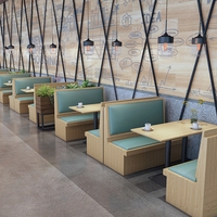 Ensemble de table à manger 6 places, cadre en bois massif, tables et chaises de restaurant, siège en cuir, banquette pour restaurant