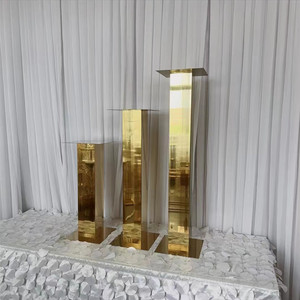 Nuevos Accesorios para Bodas al por Mayor, Decoración de Acero Inoxidable Dorado para Salón de Bodas y Hotel, Centro de Mesa para Bodas, Soporte para Flores - Product Image 4
