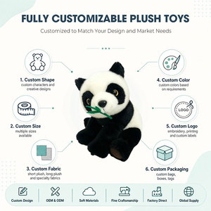 Peluche Panda en Bambou, Adorable Panda en Peluche Tenant un Bâton de Bambou Vert, Peluche Douce pour la Décoration de Chambre d'Enfant, OEM ODM Personnalisé - Product Image 2