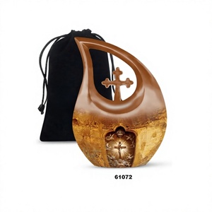 Urna Funeraria en Forma de Lágrima con Cruz para Cenizas Humanas, Urna Conmemorativa con Bolsa de Terciopelo Gratis - Product Image 1
