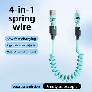 Câble de charge super rapide USB Type C 4 en 1 65W PD27W 3A Charge rapide 1,5m Cuivre pur <span class=keywords><strong>USB3</strong></span>. Coque de protection en PVC pour ordinateur Huawei, modèle Car 1 - Product Image 4