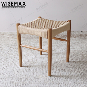 WISEMAX mobili minimalisti <span class=keywords><strong>in</strong></span> stile nordico moderno sgabello quadrato <span class=keywords><strong>in</strong></span> <span class=keywords><strong>legno</strong></span> massello sedia a panchina <span class=keywords><strong>con</strong></span> seduta <span class=keywords><strong>in</strong></span> corda per Bar e Bar uso - Product Image 3