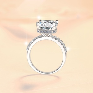 Fine Jewelry 5/10Ct Emerald Diamond Solitaire Rings S925 Sterling Silver VVs1 Large Moissanite Ring Band of Wedding Engagement - Product Image 2