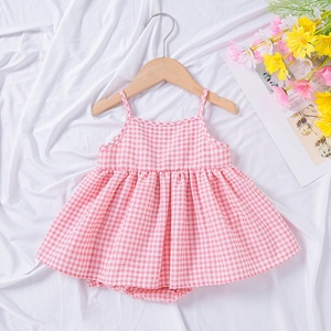 Nouvelle Robe Halter Coréenne Printemps-Été pour <span class=keywords><strong>Bébé</strong></span>, Robe à Carreaux Style Étranger, Barboteuse Princesse pour Filles - Product Image 5