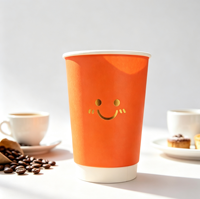 Gobelet à café en papier à double paroi isolé avec couvercle, imprimé avec un logo personnalisé, pour les boissons chaudes à emporter, café, restaurant