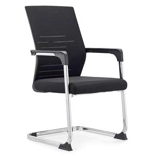 Silla <span class=keywords><strong>de</strong></span> Oficina Ergonómica <span class=keywords><strong>de</strong></span> Diseño Profesional con Respaldo <span class=keywords><strong>de</strong></span> Malla, Reposabrazos Acolchados y Base Cromada para Visitantes - Product Image 1