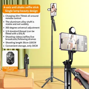 멀티 앵글 라이브 스트리밍 회전 전화 홀더, 전화 안정기, 파노라마 촬영을 위한 리모콘이 있는 삼각대