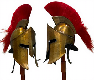 Armadura Medieval Rey Leonidas Casco Romano Espartano Griego Hombres Guerrero Espartano 300 Película Auténtico Casco de Latón Antiguo con Plume - Product Image 1