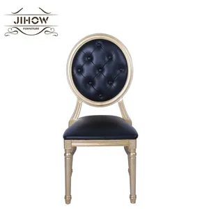 2024 Direct Manufacturers Supply Ningbo Jihow Resin Louis Chair Gold with Black Vinyl Padded Back For Sale