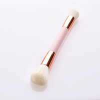 Vente chaude Unique Manche En Bois Double Tête Maquillage Brosse Ensemble Voyage Portable Nez Contour Brosse Maquillage Brosse En Gros