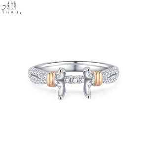 Anillo de Diamantes Naturales Reales de Oro Blanco Sólido de 18K, Diseño Exclusivo y Único, Montura Semi-Engastada para Anillo de Bodas de Mujer - Product Image 1