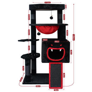 Árbol para Gatos Gótico de Halloween con Postes Rascadores de Sisal, Condominio de Franela de 4 Niveles, Negro, 120cm, Uso Interior, Embalaje en Cartón - Product Image 3