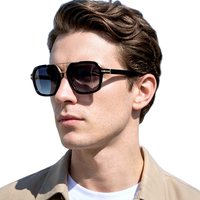 Nouvelles Lunettes de Soleil Polarisées Unisexe à Monture Métallique Carrée, Double Pont, Protection UV pour Conduite en Extérieur